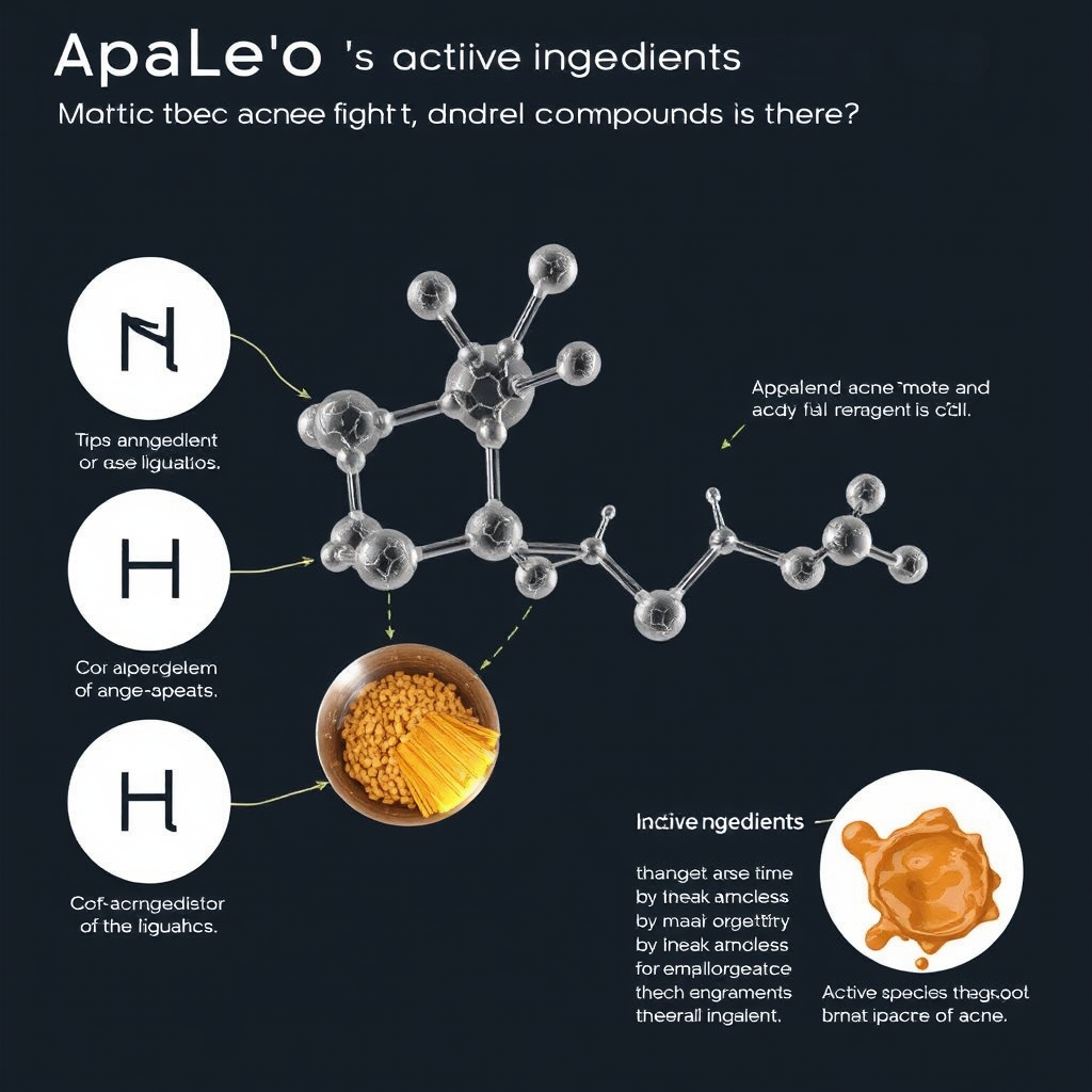 Scientific diagram showing molecular structure of Apaleo's advanced acne-fighting compounds with detailed chemical bonds and active ingredient visualization