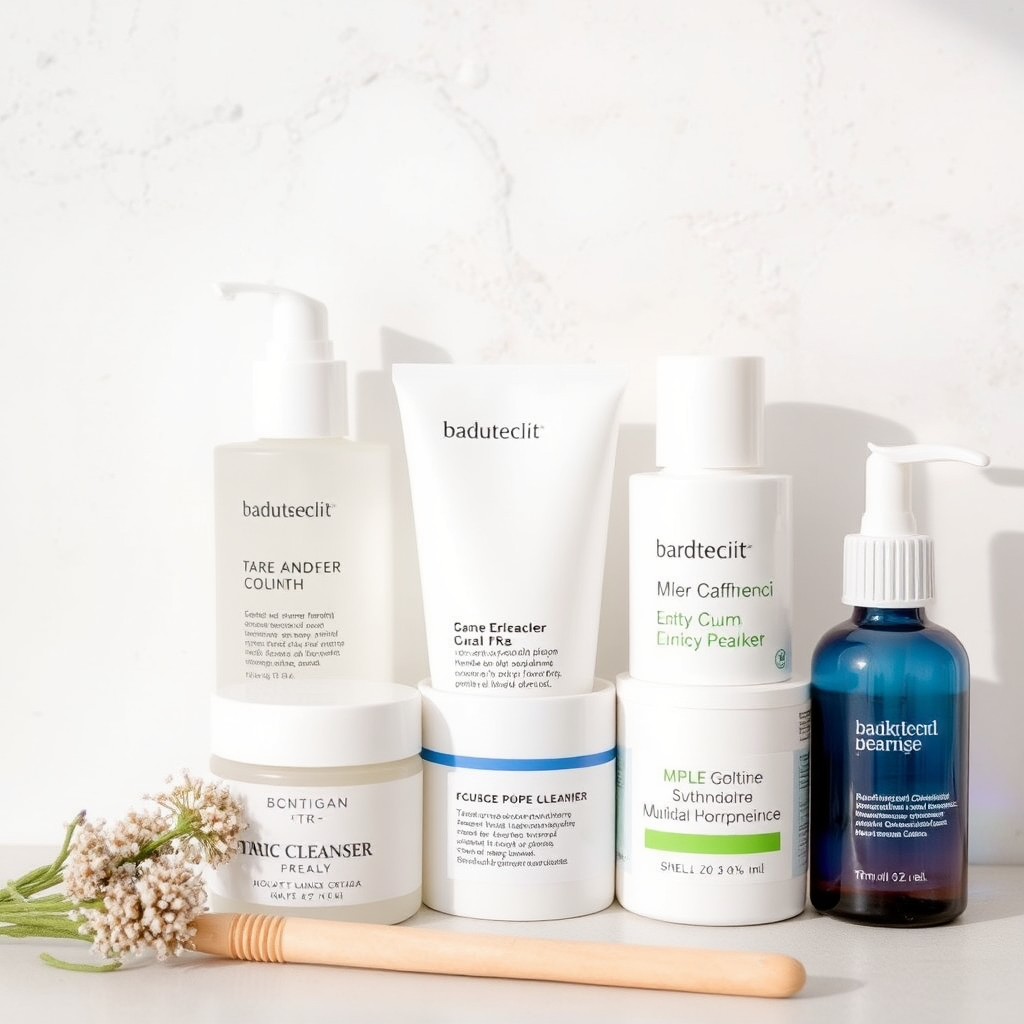 Gentle skincare products and tools for treating mild acne including cleansers and topical treatments