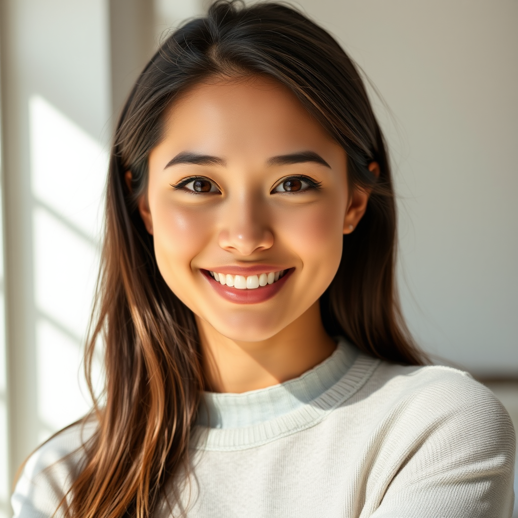 Happy young woman with clear glowing skin looking confidently at camera in natural lighting, representing successful skincare transformation and renewed self-confidence